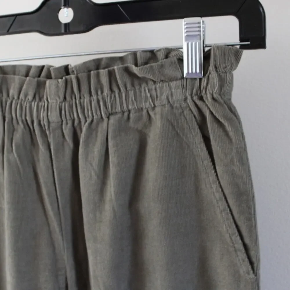 NWT Bonpoint Fetiche Green Straight Leg Paperbag Waist Corduroy Pants Trouser 12